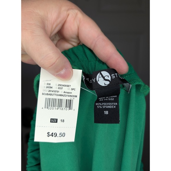 Ashley Stewart Women's Size 18 Gold Button Front A-Line Midi Skirt Green NWT - Picture 4 of 5